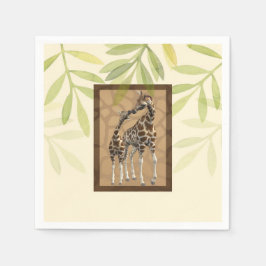 Guardanapo De Papel Chuva de Bebê Girafas Beijando Marrom Dourado Zool