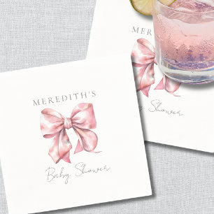 Guardanapo De Papel Chuva de Bebê Laço Rosa Bege