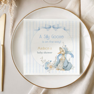 Guardanapo De Papel Chuva de Bebê Menina Azul Pastel Silly Goose Vinta
