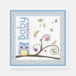 Guardanapo De Papel Chuva de Bebê Menina Coruja Azul Celestial Lua Est
