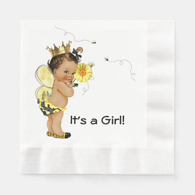 Guardanapo De Papel Chuva de Bebê Menina Étnica Abelha (Frente)