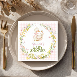 Guardanapo De Papel Chuva de Bebê Menina Floral Ganso Bobo Rosa