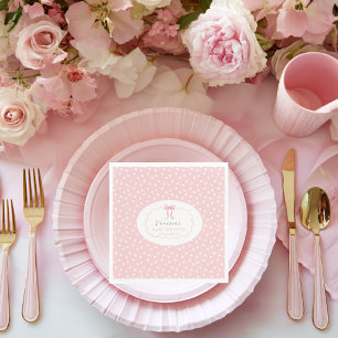 Guardanapo De Papel Chuva de Bebê Menina Laço Rosa Bolinhas Coquette