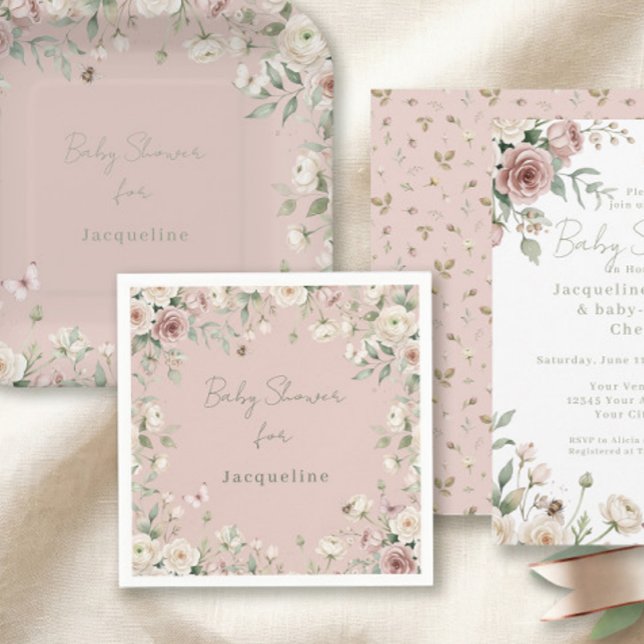Guardanapo De Papel Chuva de Bebê Menina para Abelha Rosa Floral Paste (Criador carregado)