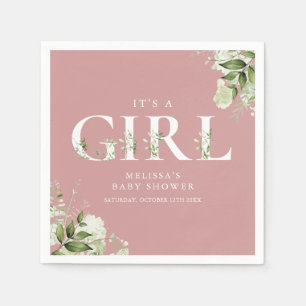 Guardanapo De Papel Chuva de Bebê Menina Rosa Poético Folhagem
