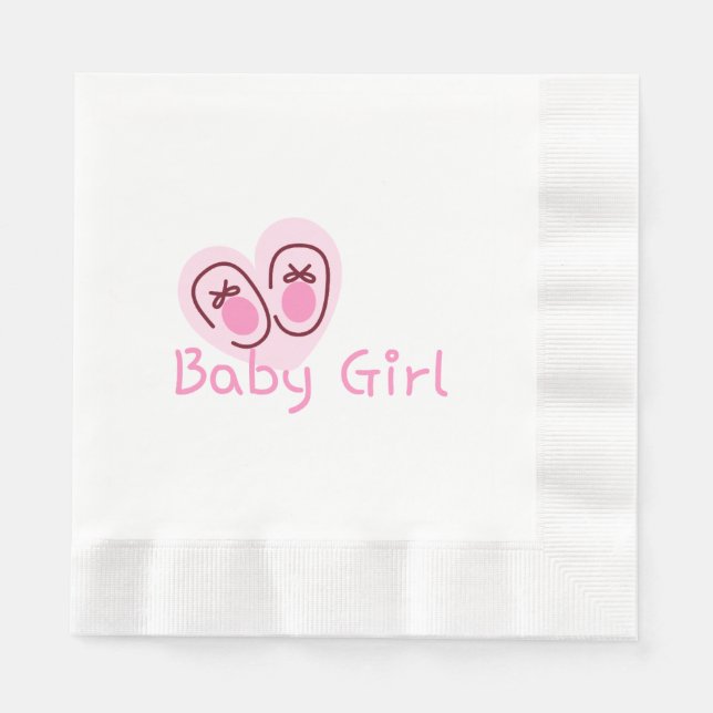 Guardanapo De Papel Chuva de Bebê Menina Sapatinhos Rosa (Frente)