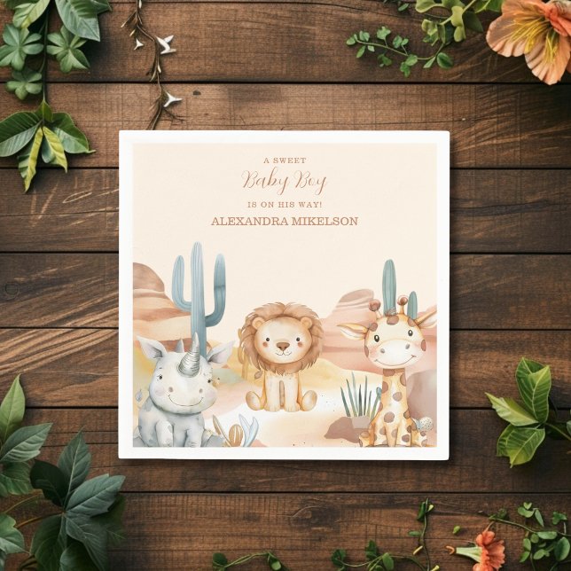 Guardanapo De Papel Chuva de Bebê Menino Animais Safari Jungle Tropica (Criador carregado)