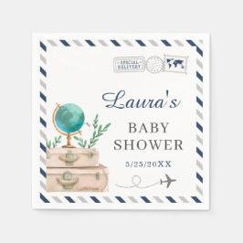 Guardanapo De Papel Chuva de Bebê Menino Avião de Viagem Mundo Cinza M