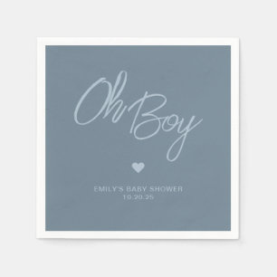 Guardanapo De Papel Chuva de Bebê Menino Azul Empoeirado Minimalista M