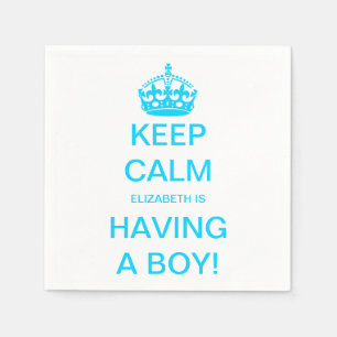 Guardanapo De Papel Chuva de Bebê Menino Azul Vintage Keep Calm