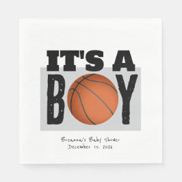 Guardanapo De Papel Chuva de Bebê Menino Basquete Personalizada Branco