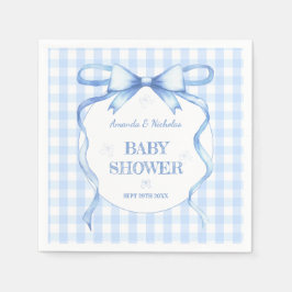 Guardanapo De Papel Chuva de Bebê Menino com Laço de Aquarela Azul e G
