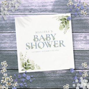 Guardanapo De Papel Chuva de Bebê Menino Folhagem Verde Azul Empoeirad