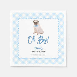 Guardanapo De Papel Chuva de Bebê Oh Menino Xadrez Azul Cachorro
