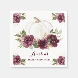 Guardanapo De Papel Chuva de Bebê Outono Abóbora Burgundy Floral