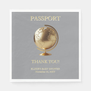 Guardanapo De Papel Chuva de Bebê Passaporte Viagem Globo de Ouro
