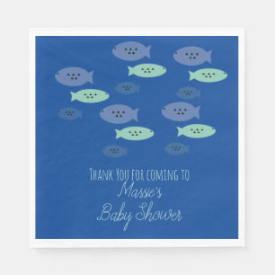 Guardanapo De Papel Chuva de Bebê Peixes Nadando Azul