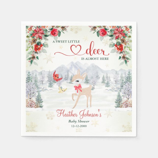 Guardanapo De Papel Chuva de Bebê Rena de Natal Floco de Neve  (Frente)