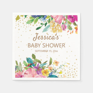 Guardanapo De Papel Chuva de Bebê Rosa Azul Amarelo Brilho Dourado Bra