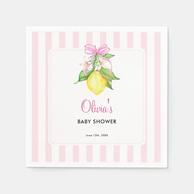 Guardanapo De Papel Chuva de Bebê Rosa Limão Coquette (Frente)