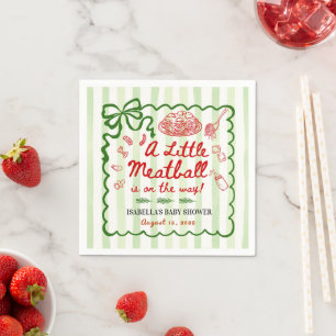 Guardanapo De Papel Chuva de Bebê Tema Italiano Laço Verde