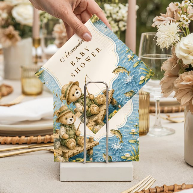 Guardanapo De Papel Chuva de Bebê Urso Caprichoso Pescando (Criador carregado)