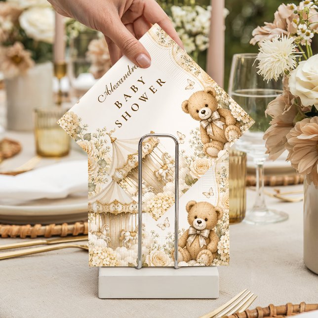Guardanapo De Papel Chuva de Bebê Urso Marrom Caprichoso (Criador carregado)