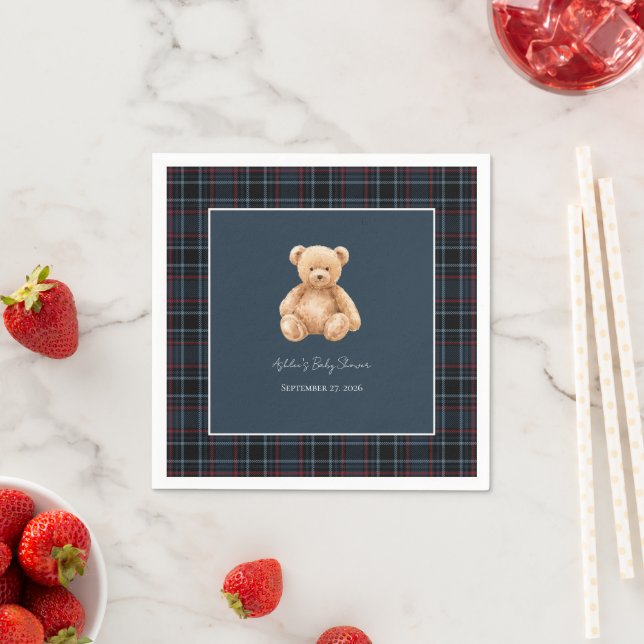 Guardanapo De Papel Chuva de Bebê Urso Teddy Clássico Elegante (Insitu)