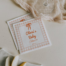 Chuva de Bebê Xadrez Laranja Desenhado à Mão em Es