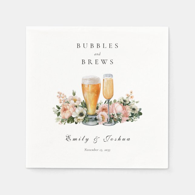 Guardanapo De Papel Chuva de Bolhas e Cervejas para Casais (Frente)