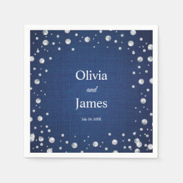 Guardanapo De Papel Chuva de Casamento com Diamantes de Denim Azul e P