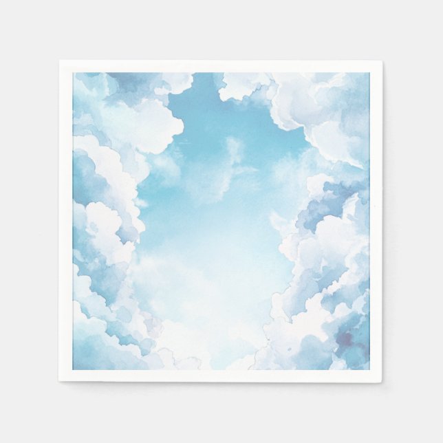 Guardanapo De Papel Chuva de Céu Azul Enviada pelo Céu Chás de Bebê (Frente)