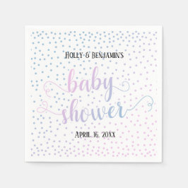 Guardanapo De Papel Chuva de Confetes Rosa e Azul para Chá de Bebê, No