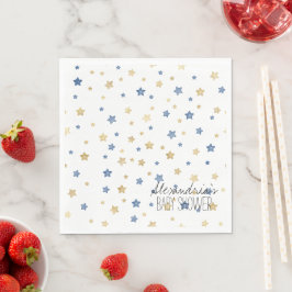 Guardanapo De Papel Chuva de Estrelas Azul Dourado Chá de Bebê Persona