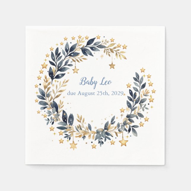 Guardanapo De Papel Chuva de Estrelas Boho Chá de Bebê  (Frente)