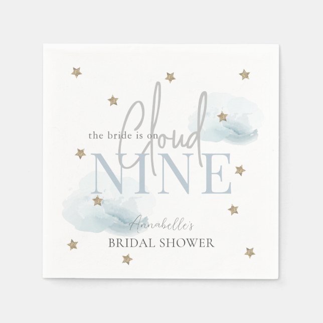 Guardanapo De Papel Chuva de Estrelas Douradas Nove Nuvens Azul Banho  (Frente)