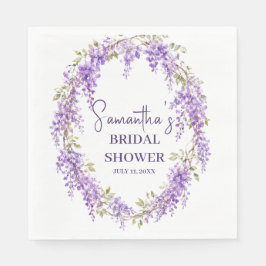 Guardanapo De Papel Chuva de Flores de Wisteria Roxa Noiva em Aquarela