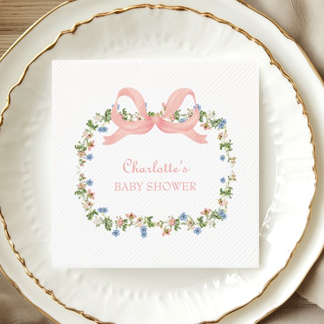 Guardanapo De Papel Chuva de Flores Rosa para Chá de Bebê Menina (Criador carregado)