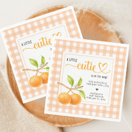 Guardanapo De Papel Chuva de Laranja Gingham para Chá de Bebê