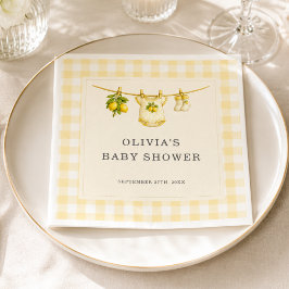 Guardanapo De Papel Chuva de Lembrancinhas de Baby Shower Gingham Limã