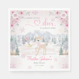 Guardanapo De Papel Chuva de Neve Rosa de Veado de Inverno Baby Shower