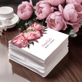 Guardanapo De Papel Chuva de Noiva Aquarela com Peônias Rosa