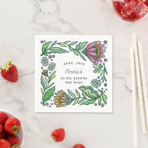 Guardanapo De Papel Chuva de Noiva Artística Escandinava Floral