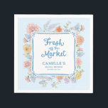 Guardanapo De Papel Chuva de Noiva Azul Fresh Off the Market<br><div class="desc">Mantenha a festa elegante com esses guardanapos de chuva de noiva azul Fresh Off the Market! Perfeitos para um brunch de noiva moderno, chuveiro de jardim ou celebração temática de cozinha, esses guardanapos elegantes apresentam letras inspiradas em mercado em tons azuis suaves. Um toque fofo para a noiva que está...</div>
