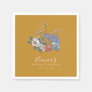 Guardanapo De Papel Chuva de Noiva Boho Vintage Floral Amarelo Persona