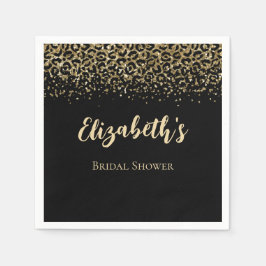 Guardanapo De Papel Chuva de Noiva Brilho Estampa Leopardo Dourado Pre