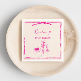 Guardanapo De Papel Chuva de noiva com fita rosa retrô rabiscada à mão