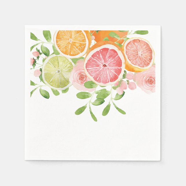 Guardanapo De Papel Chuva de noiva com flor brilhante e cítricos (Frente)