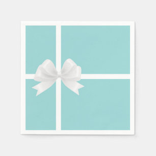 Guardanapo De Papel Chuva de Noiva com Laço Branco Grande Azul Turques
