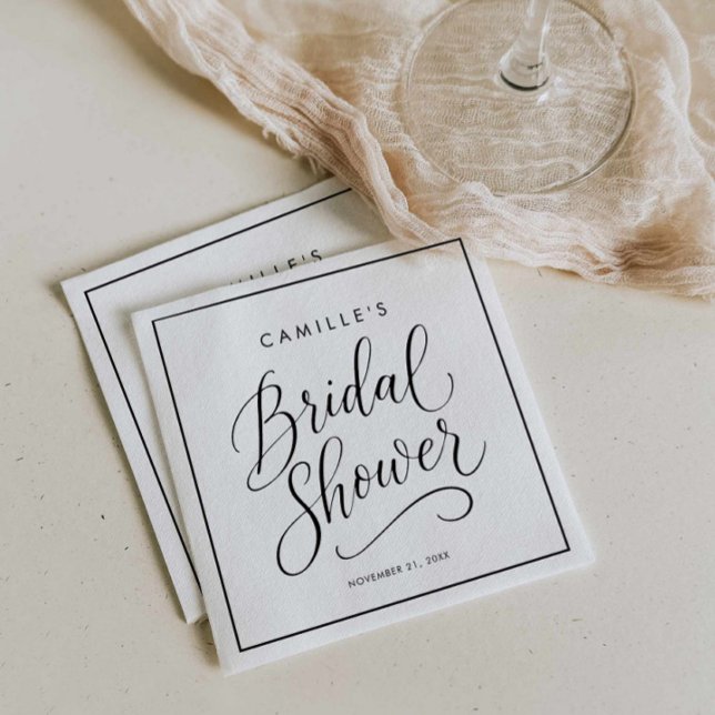 Guardanapo De Papel Chuva de Noiva com Letra Moderna (Modern Script Bridal Shower Napkins)